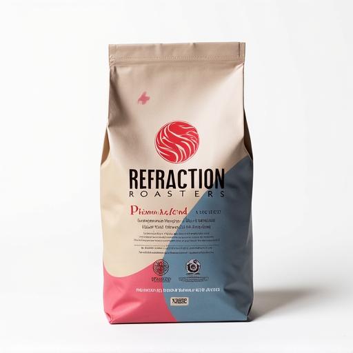Retail bag of Refraction Roasters Prism Blend coffee.
